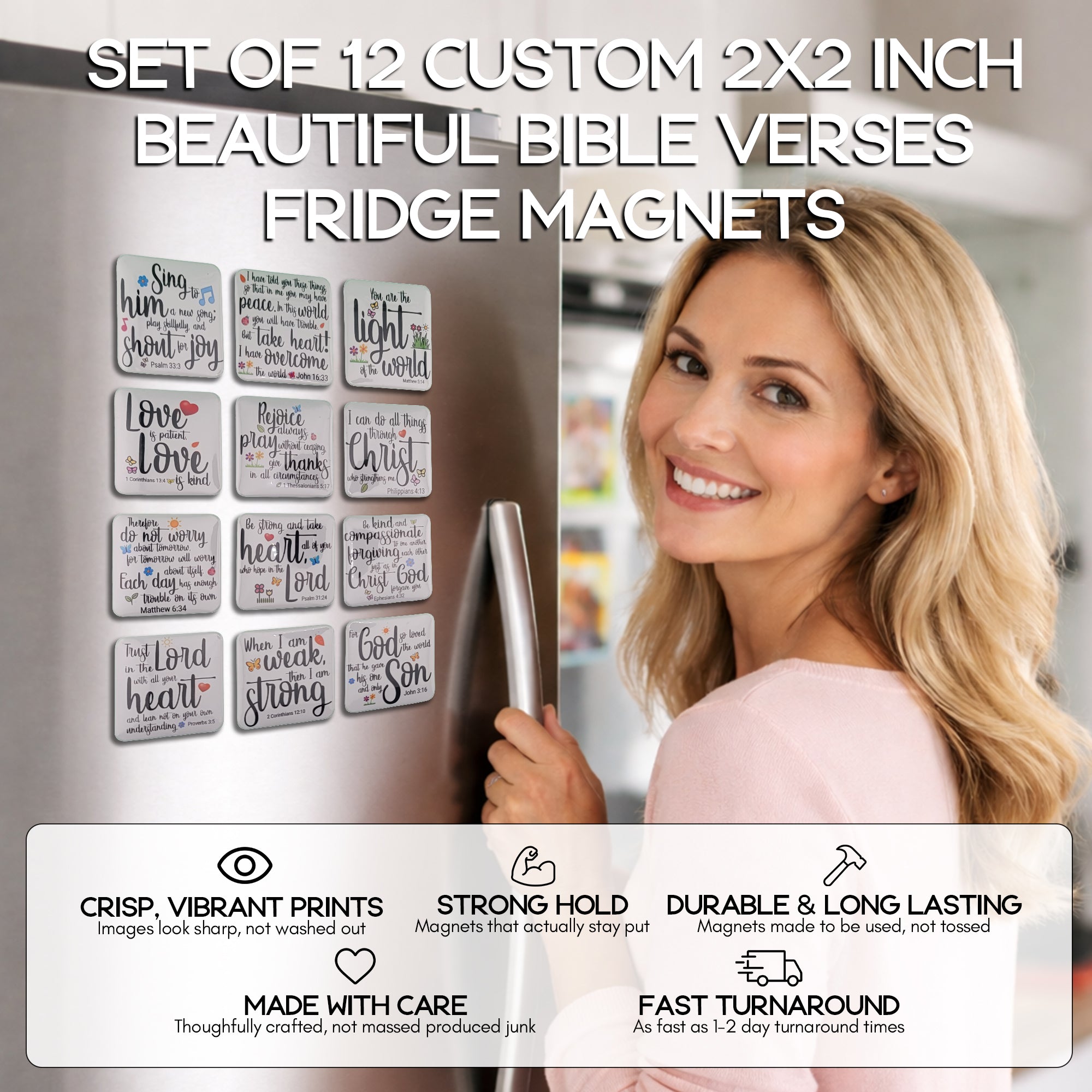 Bible Verse Fridge Magnets - Set of 12