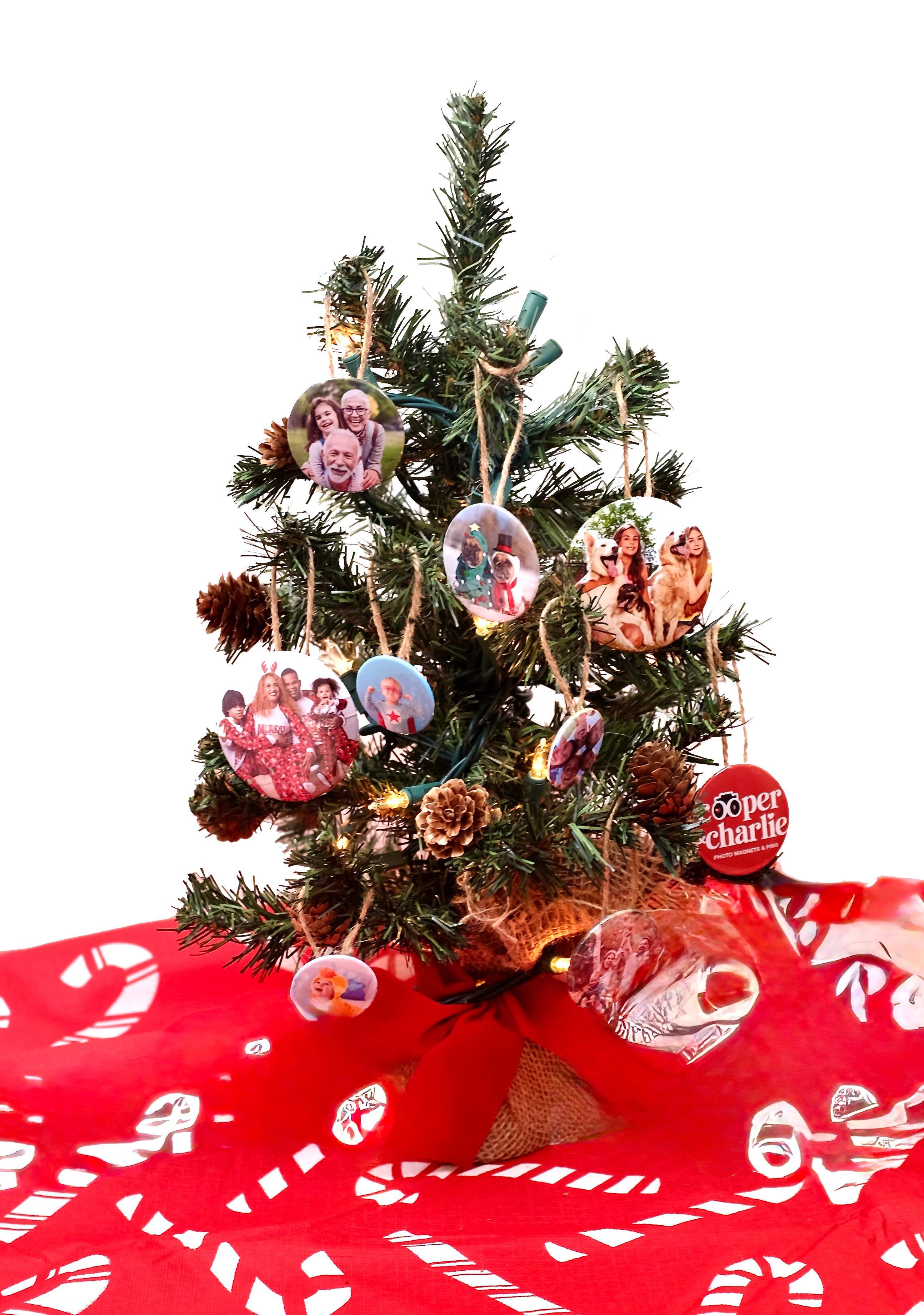 Round 2.25 inch Christmas Photo Ornaments - Cooper & Charlie