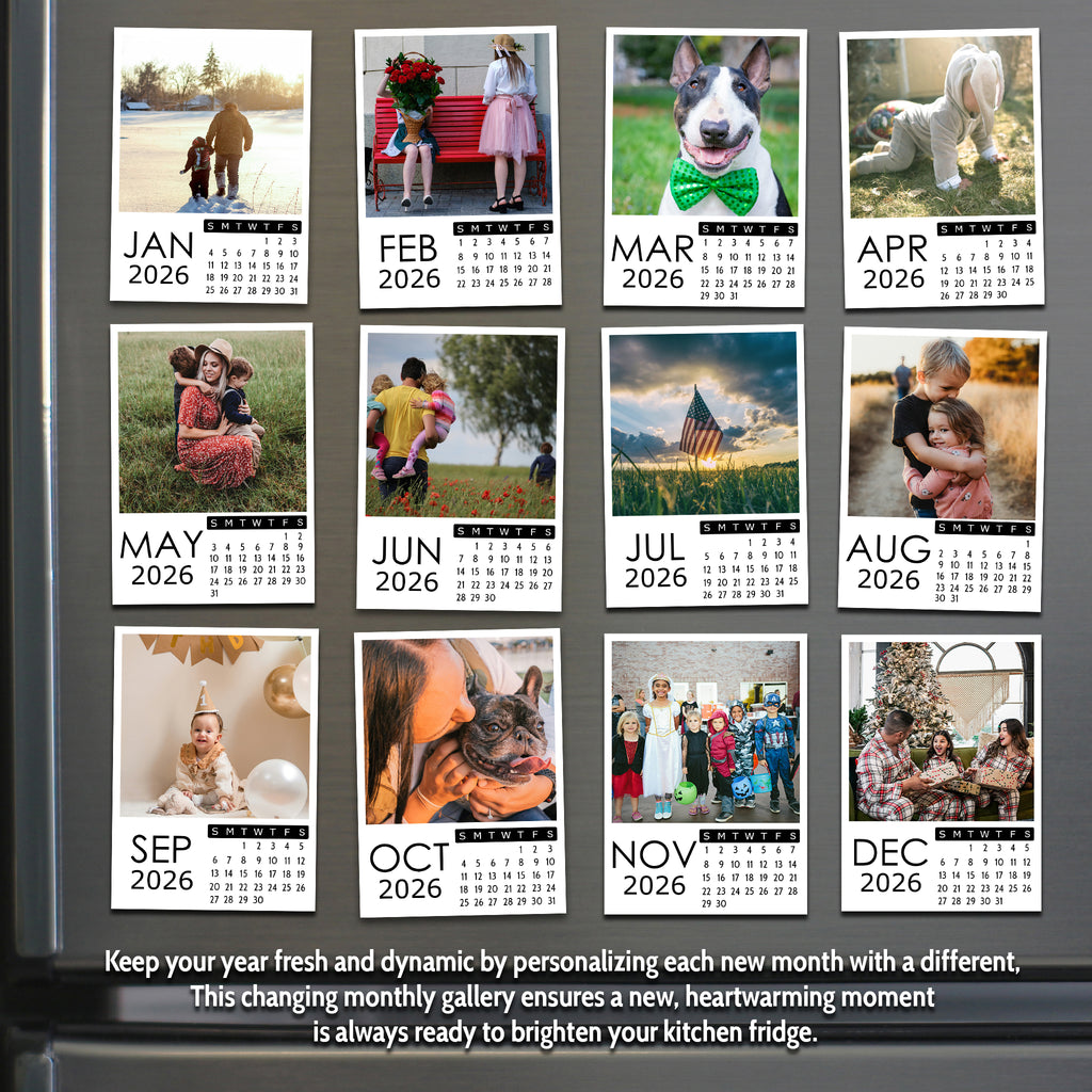 2026 Personalized Photo Magnet Calendars for Home & Office - Set of 12 - Cooper & Charlie