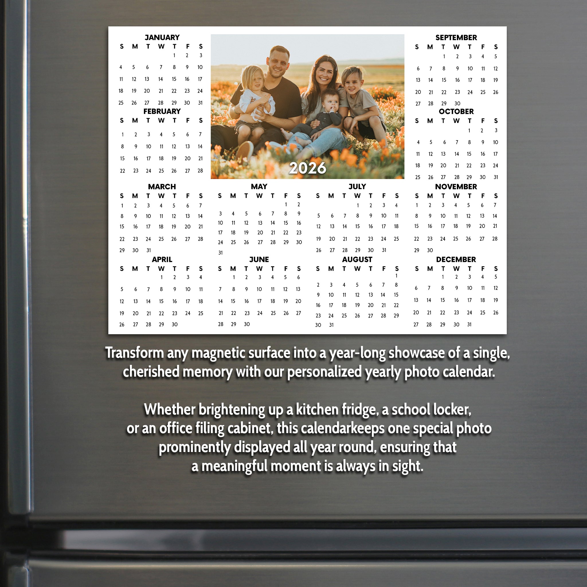 2026 Personalized Photo Magnet Calendar - 8.5 x 11 inch - Cooper & Charlie