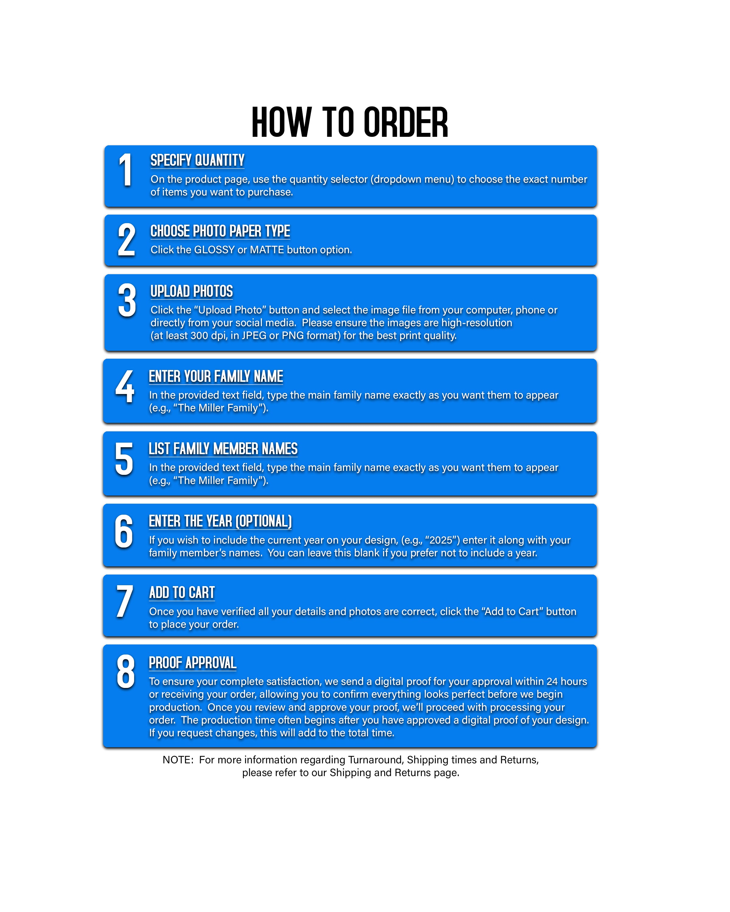 Magnetic Holiday Photo Cards 4 x 5 inch - Black with White Font - Cooper & Charlie