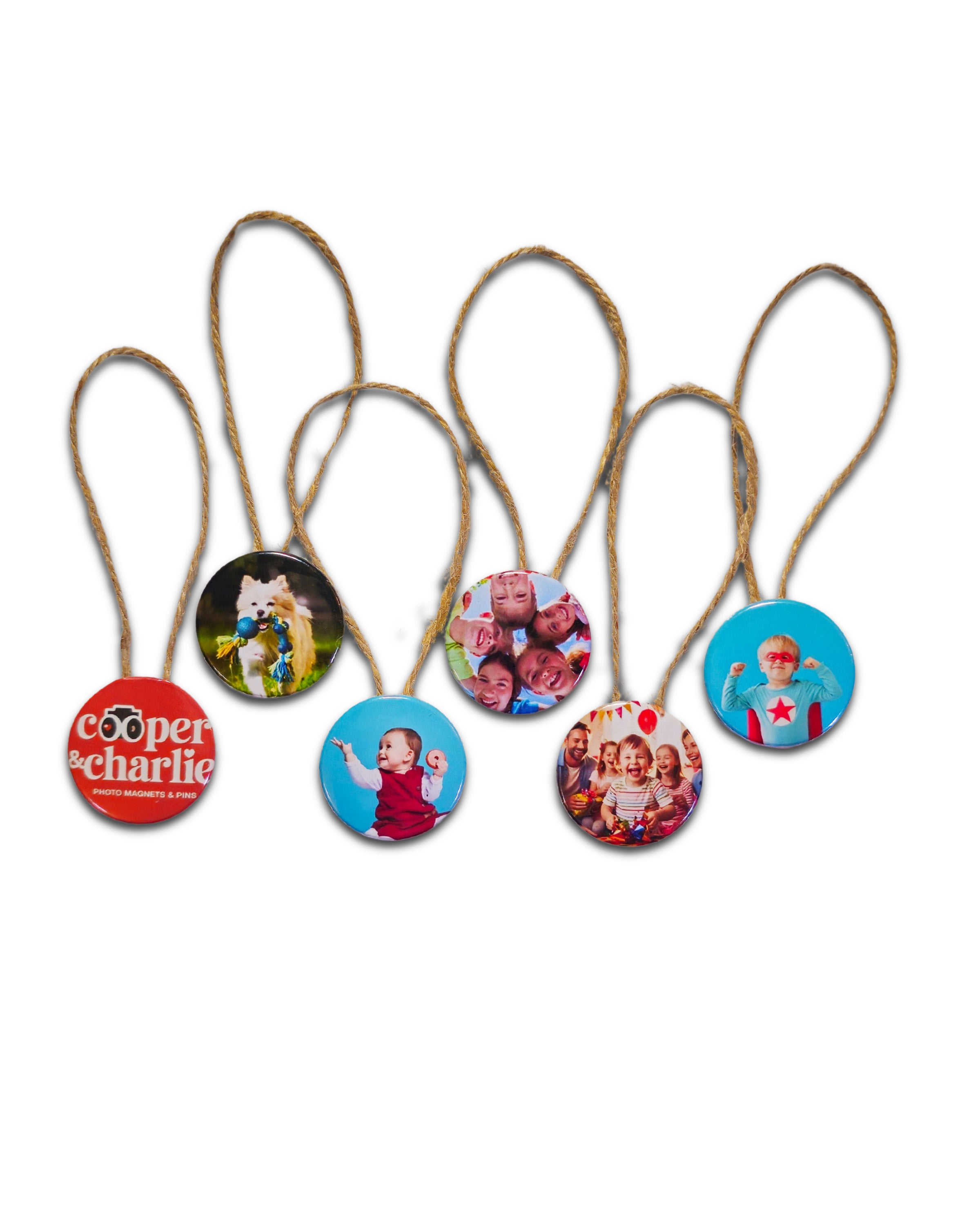 Round 1.25 inch Christmas Photo Ornaments - Cooper & Charlie