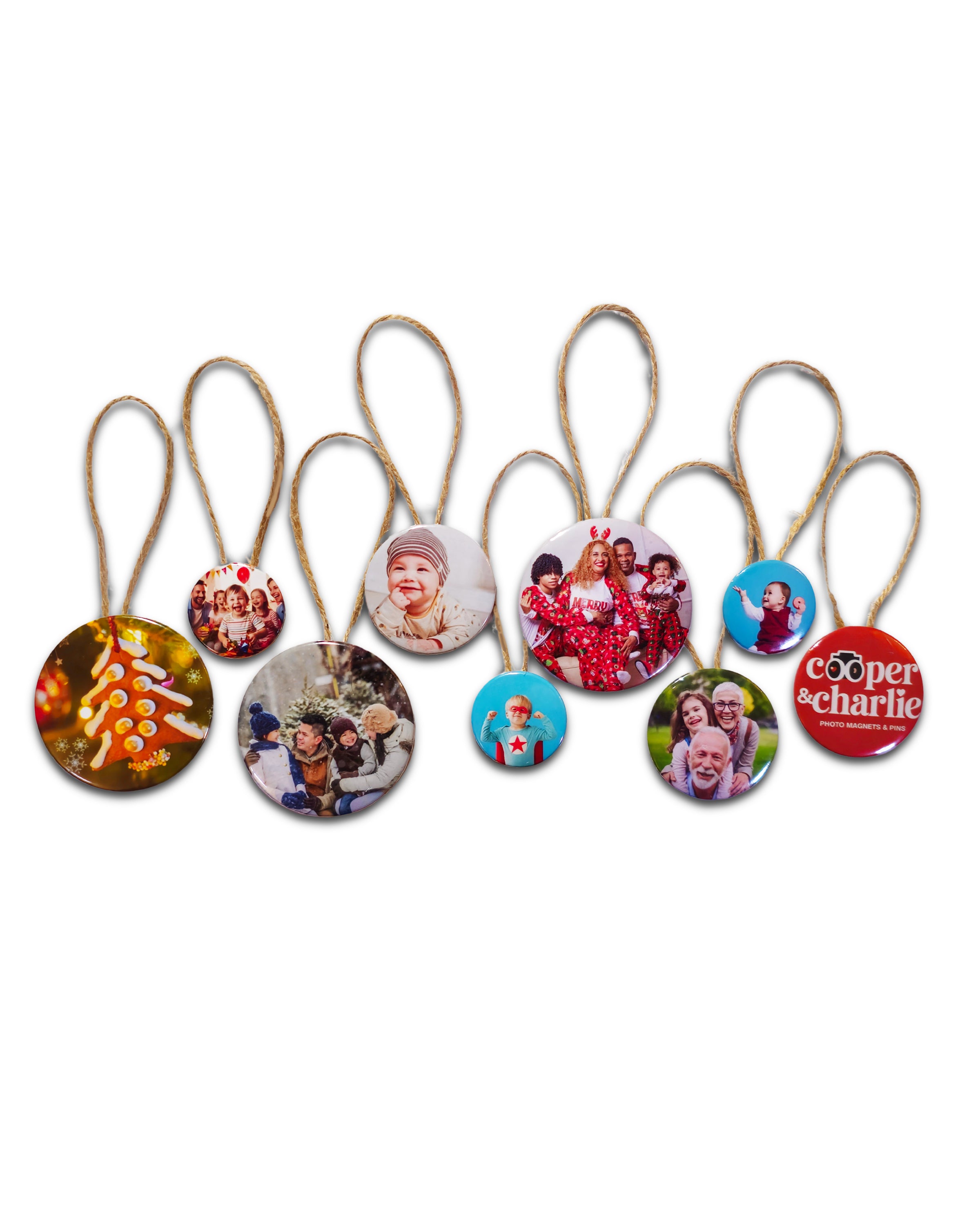 Round 2.25 inch Christmas Photo Ornaments - Cooper & Charlie