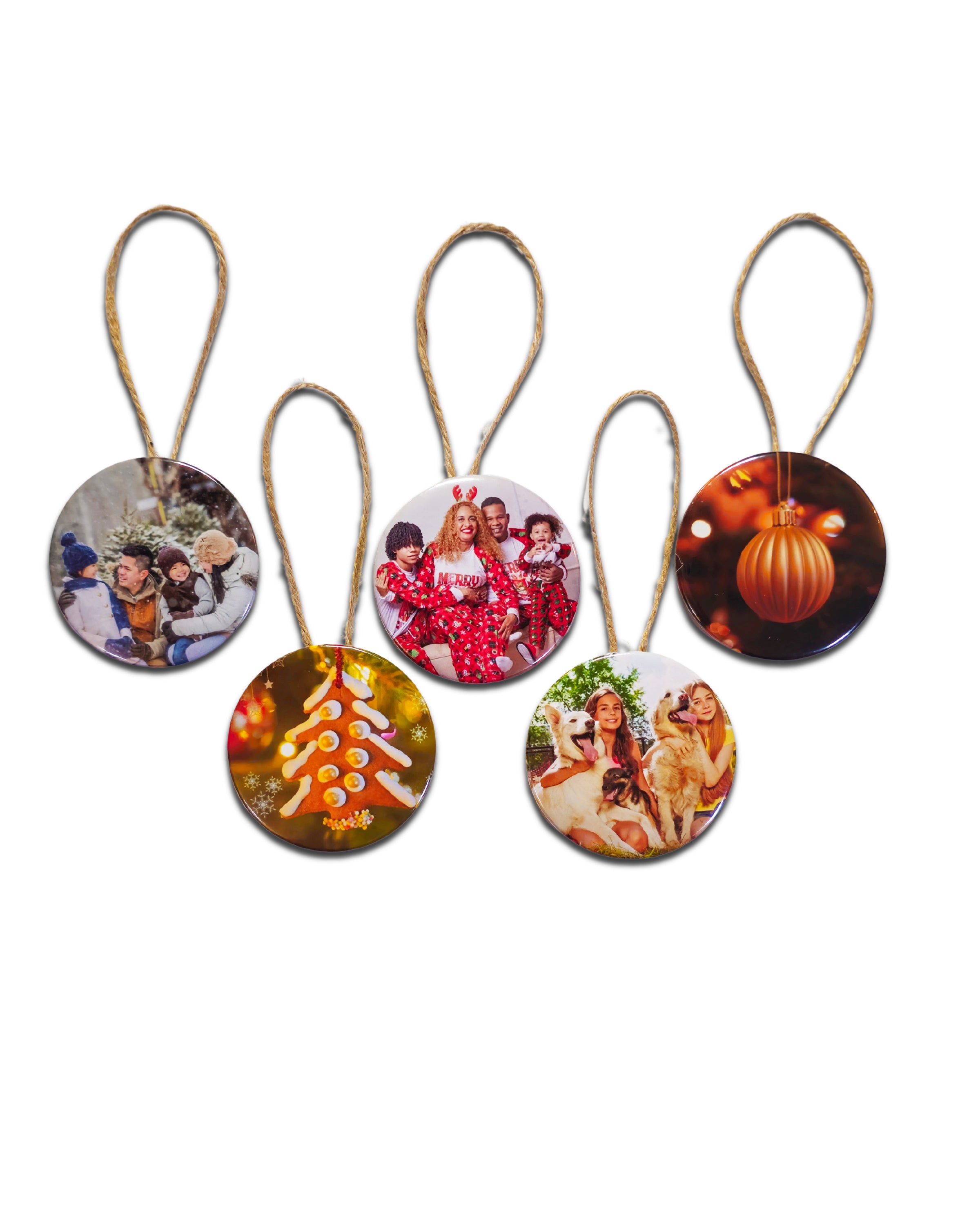 Round 2.25 inch Christmas Photo Ornaments - Cooper & Charlie