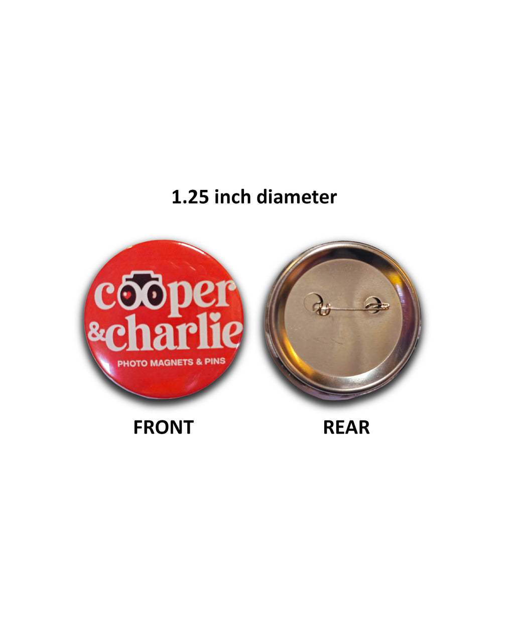 Round 1.25 inch Custom Button Pins - Cooper & Charlie