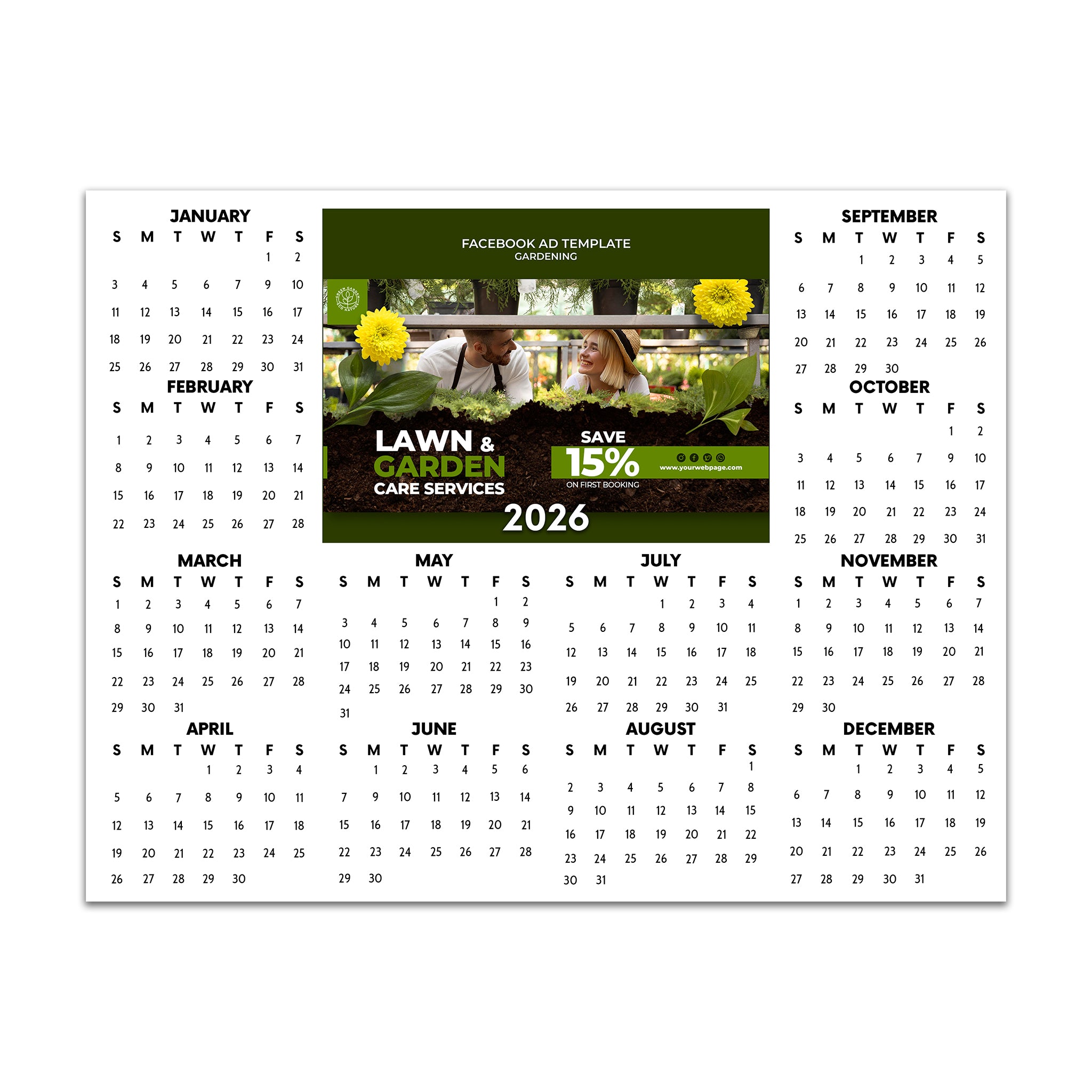2026 Executive Photo Magnet Calendar - 8.5 x 11 inch - Cooper & Charlie