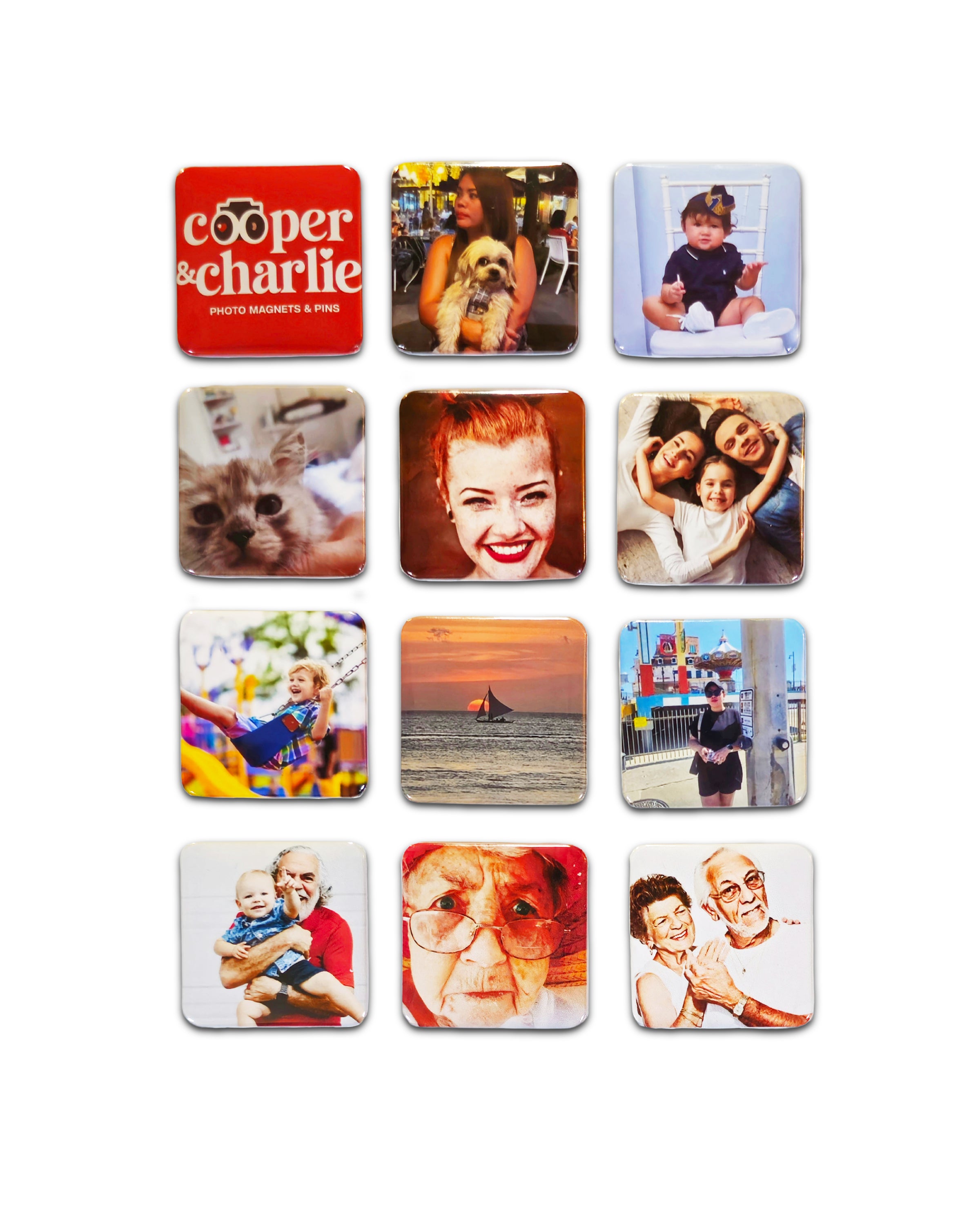 Square 2 x 2 Photo Magnets - Cooper & Charlie