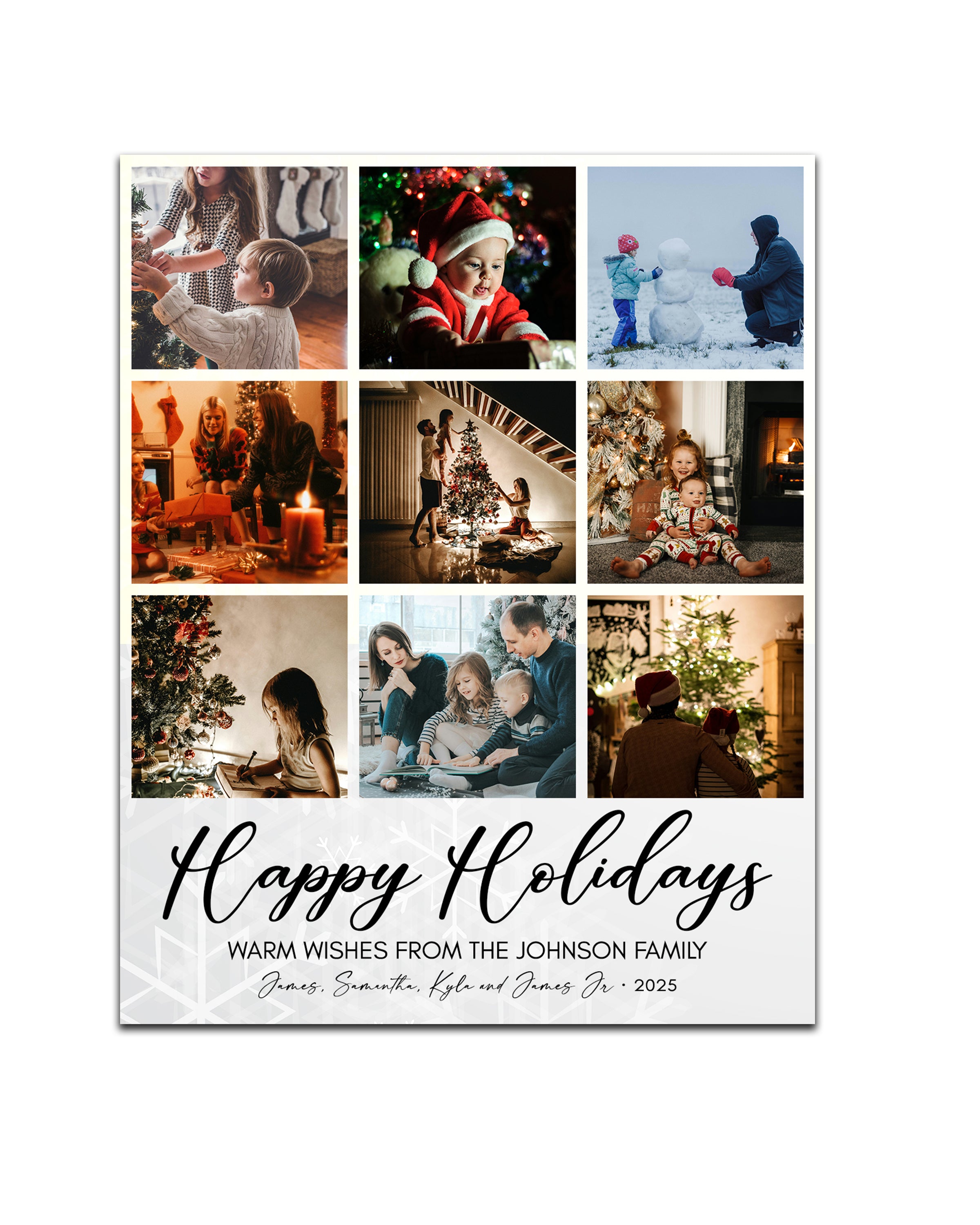 Magnetic Holiday Photo Cards 4 x 5 inch - White with Black Font - Cooper & Charlie