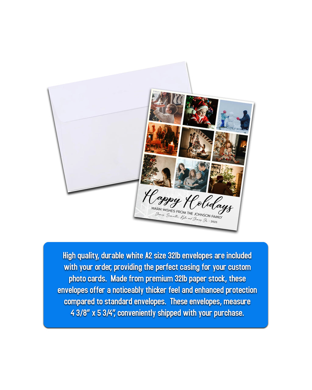 Magnetic Holiday Photo Cards 4 x 5 inch - White with Black Font - Cooper & Charlie