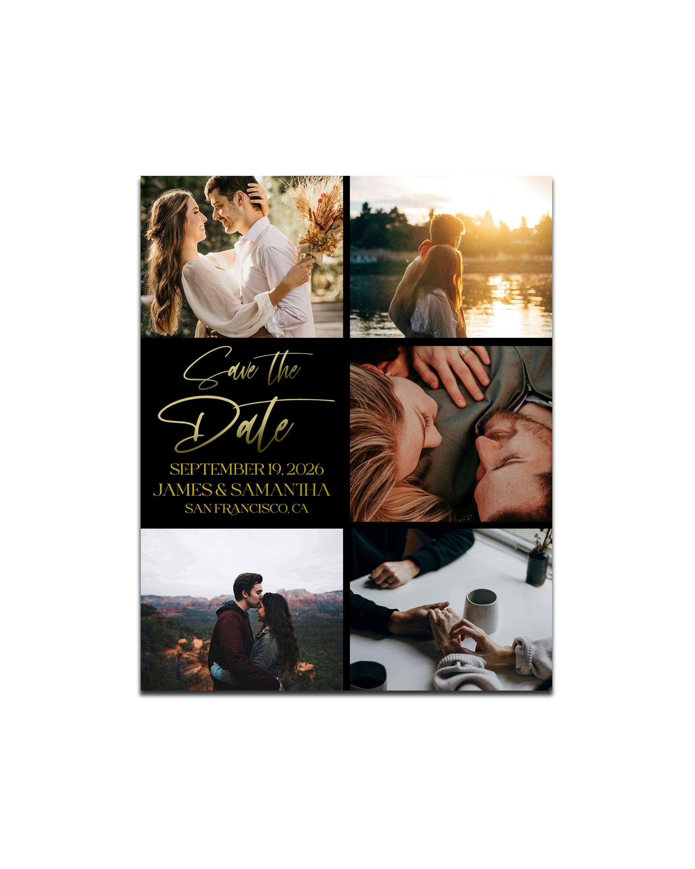 Save the Date Photo Magnets - 4 x 5 inch - Elegant black photo tiles - Cooper & Charlie