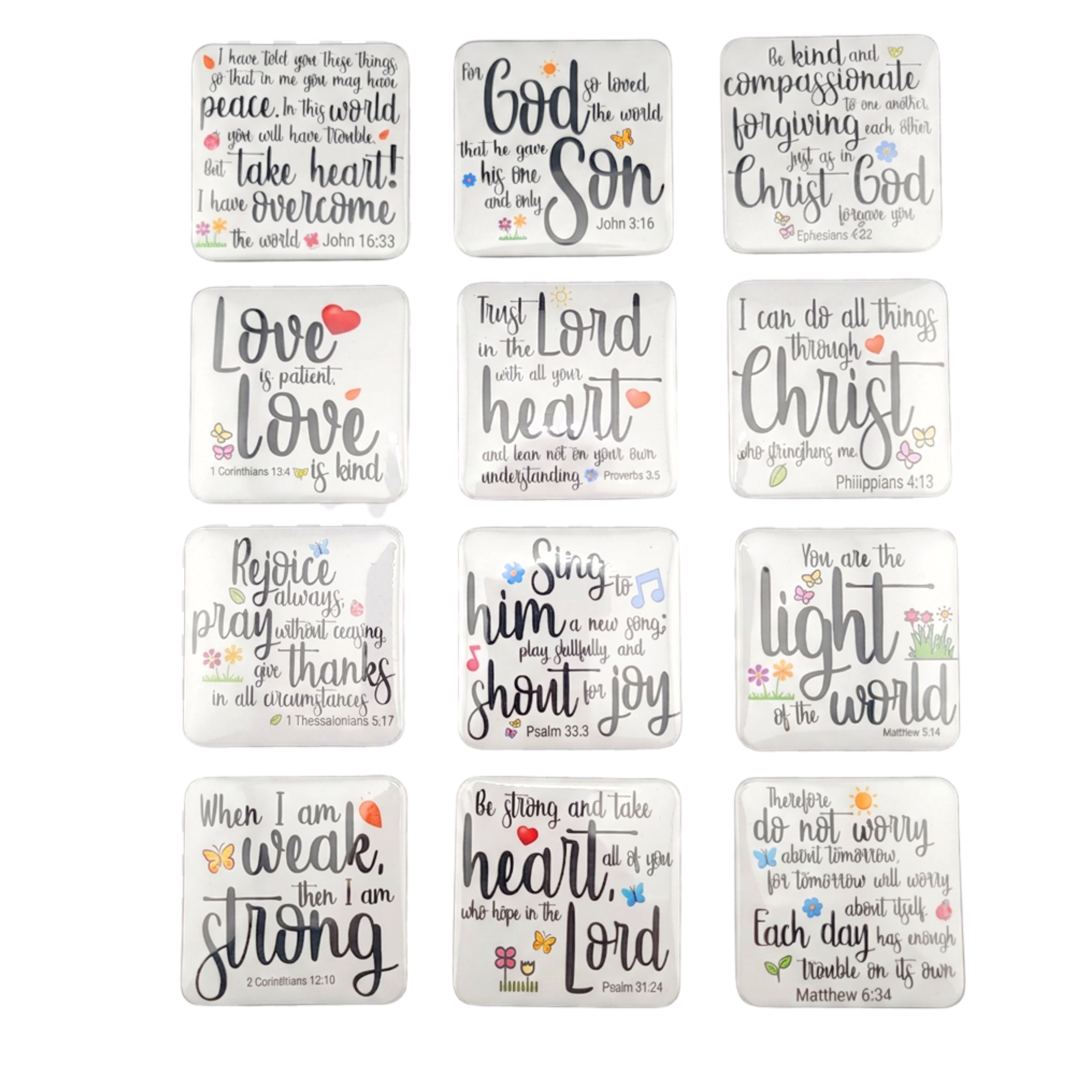 Bible Verse Fridge Magnets - Set of 12