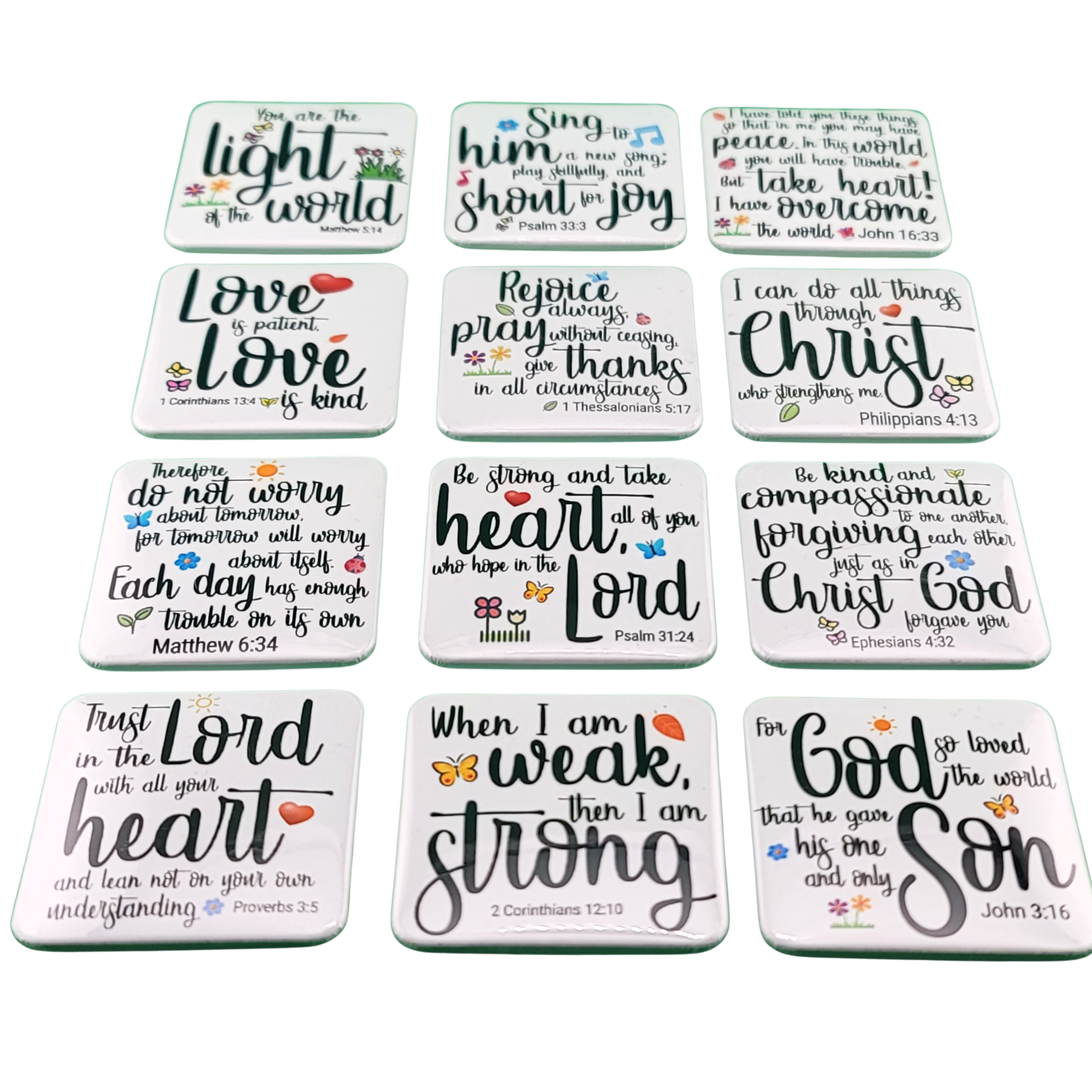 Bible Verse Fridge Magnets - Set of 12