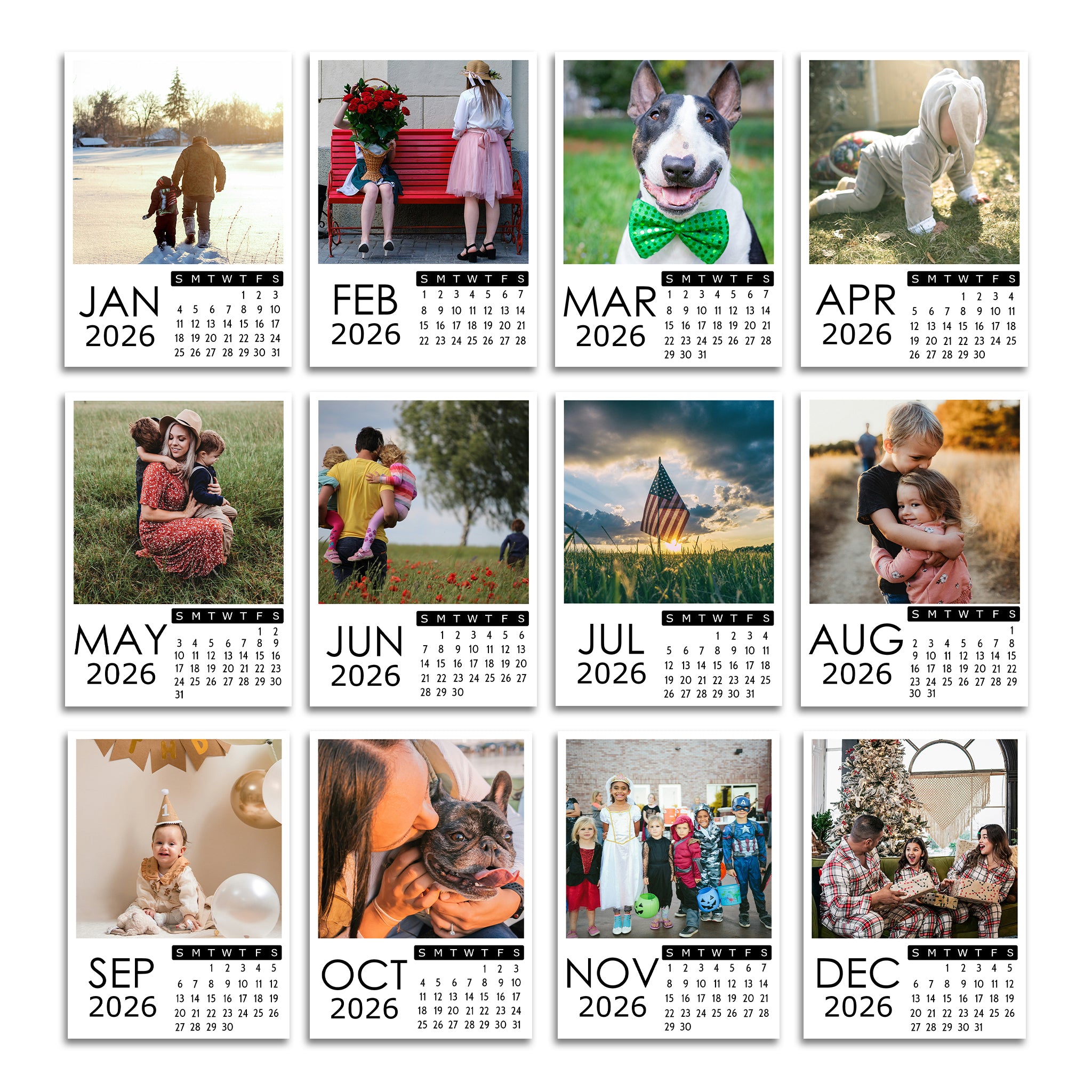 2026 Personalized Photo Magnet Calendars for Home & Office - Set of 12 - Cooper & Charlie